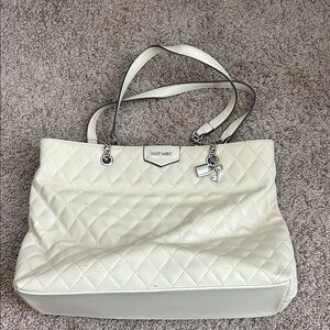 Nine West Cream Quilted Tote Bag